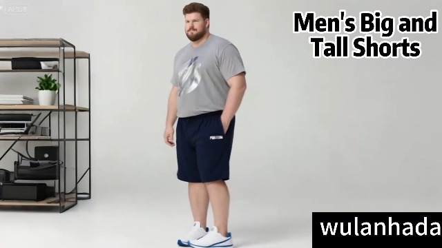 wulanhada Men's Big and Tall Shorts XL-9XL with Adjustable Elastic